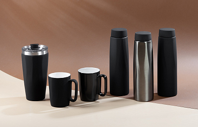 Кружка керамическая "Calypso" 250 мл, покрытие soft touch, черный с белым