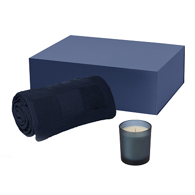 Подарочный набор Enigma, Cella  (свеча, плед) (Синий)