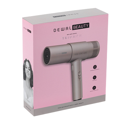 Фен DEWAL BEAUTY Triumph, кофейный, 1800-2000 Вт, бесщеточный мотор, 1 насадка, 1 диффузор