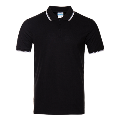Рубашка поло мужская STAN с окантовкой хлопок/полиэстер 185, 04T (Чёрный)