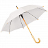 Зонт-трость с деревянной ручкой, полуавтомат; белый; D=103 см, L=90см; 100% полиэстер - Фото 1