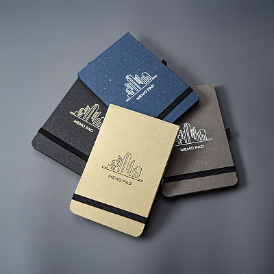 Блокнот MEMO, размер 90 Х140 мм, синий, блок в клетку