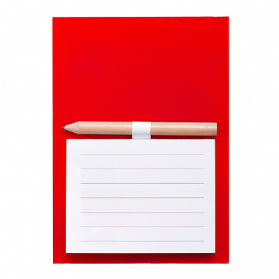 Блокнот с магнитом YAKARI, 40 листов, карандаш в комплекте , картон (Красный)