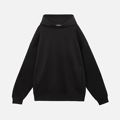 Худи оверсайз унисекс Фьюжн (Fusion), черный, размер XS/S