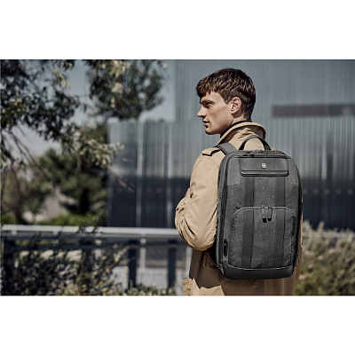 Рюкзак VICTORINOX Architecture Urban2 Deluxe Backpack 15”, серый, полиэстер/кожа, 31x23x46 см, 23 л