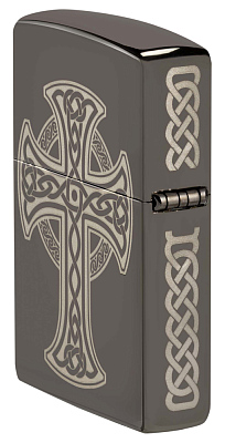Зажигалка ZIPPO Celtic Cross Design с покрытием Black Ice®, латунь/сталь, черная, 38x13x57 мм