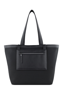 Сумка-тоут женская средняя BUGATTI Elena, черная, канвас, полиуретан, 48 x 20 x 30 см