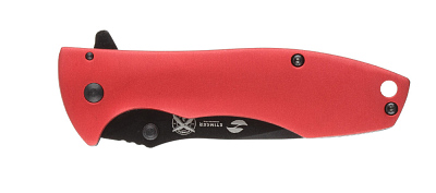 Нож складной Stinger, 80 мм, (чёрный), материал рукояти: сталь/алюминий (чёрно-красный)