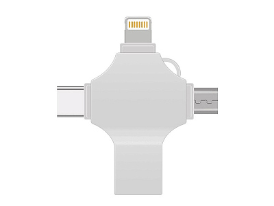 USB 3.0-флешка на 32 Гб 4-в-1 с разъемами Micro USB, Type-C и Lightning