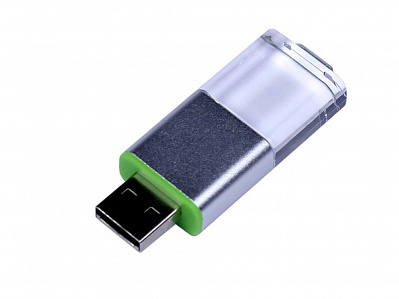 USB 2.0- флешка промо на 16 Гб прямоугольной формы, выдвижной механизм (Зеленый)