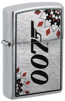 Зажигалка ZIPPO James Bond™ с покрытием Brushed Chrome, латунь/сталь, серебристая, 38x13x57 мм (Серебристый)