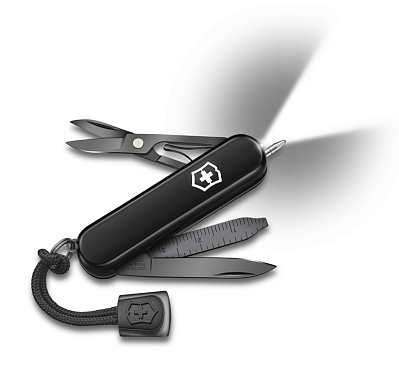 Нож-брелок VICTORINOX Signature Lite Onyx Black, 58 мм, 8 функций, чёрный (Черный)