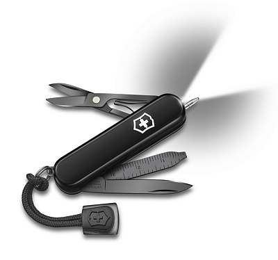 Нож-брелок VICTORINOX Signature Lite Onyx Black, 58 мм, 8 функций, чёрный