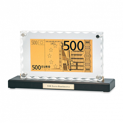 "Банкнота 500 Euro" в стекле  (Черный с золотом)