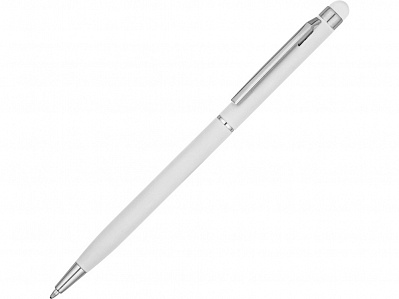 Ручка-стилус металлическая шариковая Jucy Soft soft-touch (Белый)