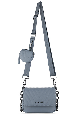 Сумка наплечная женская BUGATTI Sira, голубая, полиуретан, 21х6х16 см
