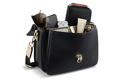 Сумка женская BUGATTI Ella, чёрная, полиуретан, 29х10х22 см