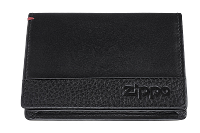 Держатель для карт ZIPPO с защитой от сканирования RFID, чёрная, натуральная кожа, 10,5×1,5×7,5 см (Черный)
