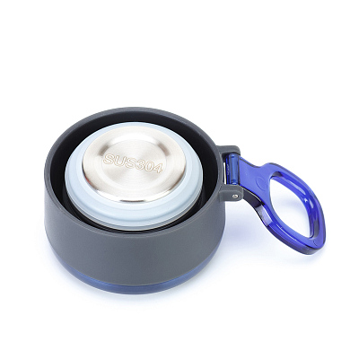 Термокружка Stinger, 0,42 л, сталь/пластик, синий глянцевый, 7,5 х 6,9 х 22,2 см