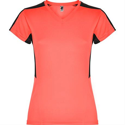 Спортивная футболка SUZUKA женская, КОРАЛЛОВЫЙ ФЛУОРЕСЦЕНТНЫЙ/ЧЕРНЫЙ XL (Коралловый флуоресцентный/Черный)