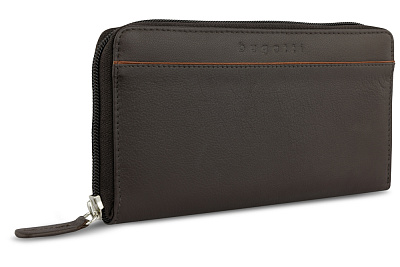 Кошелёк женский BUGATTI Banda, с защитой данных RFID , кожа козы/полиэстер, 18,5х2х10 см (Коричневый)