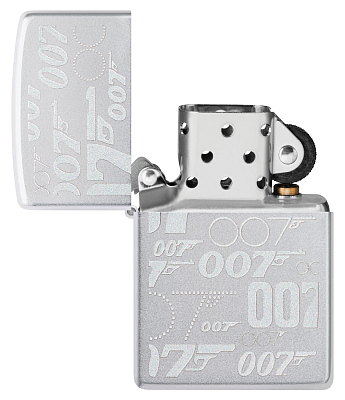 Зажигалка ZIPPO James Bond™ с покрытием Satin Chrome, латунь/сталь, серебристая, 38x13x57 мм