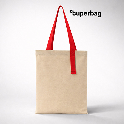 Шоппер Superbag Light, с внутренним креплением (полукольцо) (неокрашенный с красным) (Неокрашенный с красным)