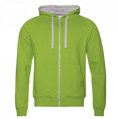Толстовка мужская STAN с капюшоном на молнии футер без начёса 260, 61 (Ярко-зелёный)