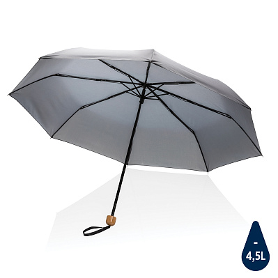 Компактный зонт Impact из RPET AWARE™ с бамбуковой рукояткой, d96 см  (Темно-серый;)
