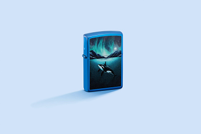 Зажигалка ZIPPO Whale с покрытием High Polish Blue, латунь/сталь, синяя, глянцевая, 38x13x57 мм
