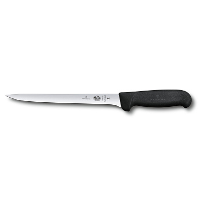 Нож филейный VICTORINOX Fibrox с гибким изогнутым лезвием 20 см, чёрный (Черный)