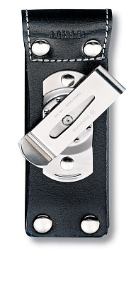 Чехол на ремень VICTORINOX для ножей 111 мм толщиной 3 уровня, с поворотной клипсой, кожаный, чёрный (Черный)