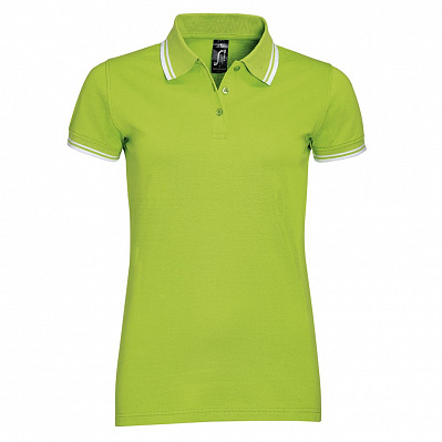 Рубашка поло женская Pasadena Women 200 с контрастной отделкой, зеленый лайм с белым (Лайм)