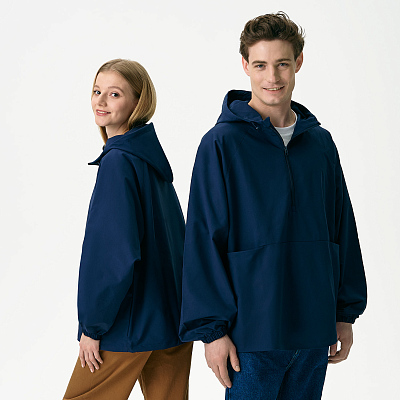 Ветровка (анорак) оверсайз унисекс Риссман (Rissman), темно-синяя