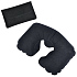 Подушка надувная дорожная в футляре; черный; 43,5 х 27,5 см; твил; шелкография - Фото 1