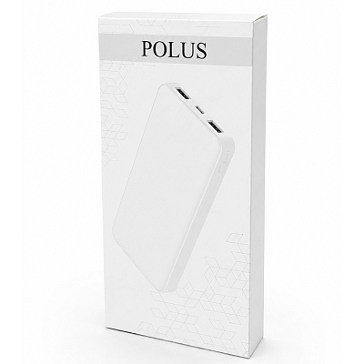 Внешний аккумулятор Polus, 10000 Mah, софт-тач покрытие, белый