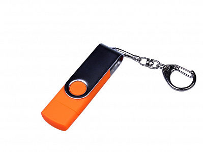 USB 2.0/micro USB/Type-C- флешка на 16 Гб c поворотным механизмом (Оранжевый)