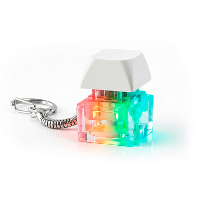 Брелок PUSH ME с LED подсветкой (фонарик), Белый (Белый)