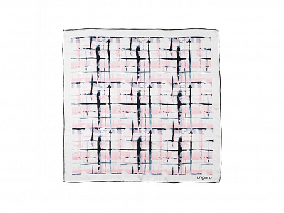 Шелковый платок Tweed (Белый, розовый, синий)