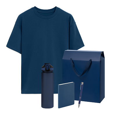 Набор с одеждой RUST (футболка, бутылка, ежедневник, ручка) , XS/S (Синий)