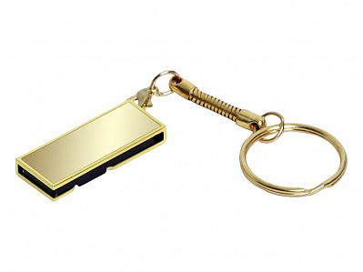 USB 2.0- флешка на 16 Гб с поворотным механизмом и зеркальным покрытием (Золотистый)