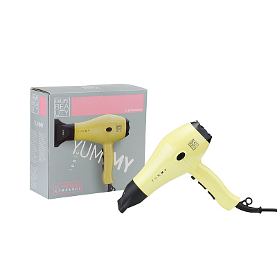 Фен DEWAL BEAUTY YumMy Yellow, жёлтый, 2000 Вт, ионизация, 1 насадка