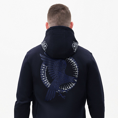 Толстовка на молнии с капюшоном MATEO темно-синяя