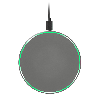 Беспроводное зарядное устройство с подсветкой 15W Аурис (Auris), серое