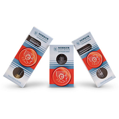 Станок Т-образный для бритья MERKUR 510C, глянцевое хромированное покрытие, прямой срез, закрытый гребень, длинная ручка, лезвие в комплекте (1 шт)