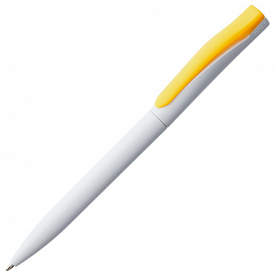 Ручка шариковая Pin, белая с желтым (Желтый)