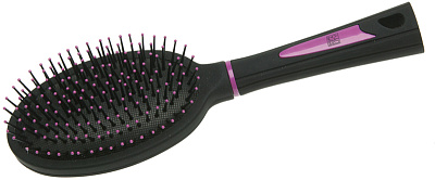 Щетка Dewal Beauty серия "Грация" массажная с пластиковым штифтом, овальная (Черный)