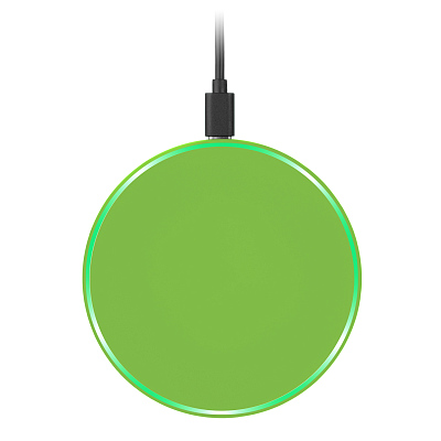 Беспроводное зарядное устройство с подсветкой 15W Auris, салатовое