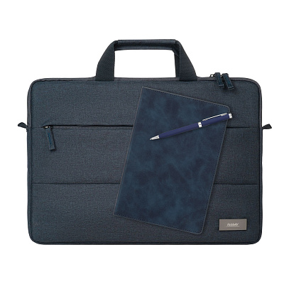Подарочный набор Форум (Forum)  (сумка, ежедневник, ручка) (Синий)