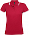 Рубашка поло женская Pasadena Women 200 с контрастной отделкой, красная с белым - Фото 1